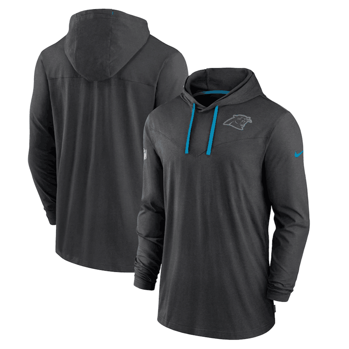 Men's Carolina Panthers Black Sideline Pop Performance Pullover Long Sleeve Hoodie T-Shirt